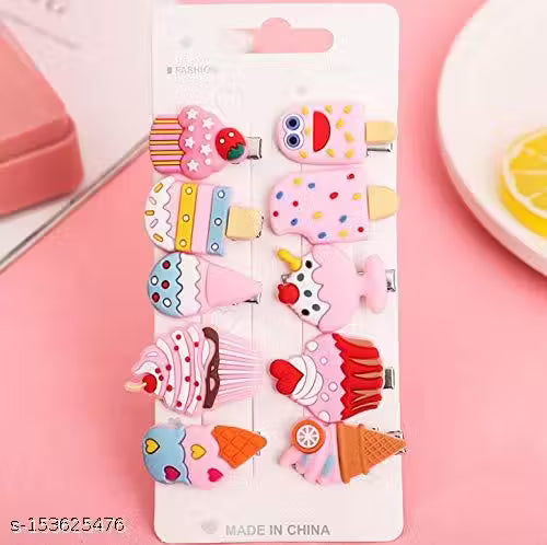 Rainbow Unicorn Ice Cream Hair Clips Set