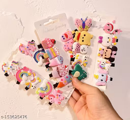 Rainbow Unicorn Ice Cream Hair Clips Set