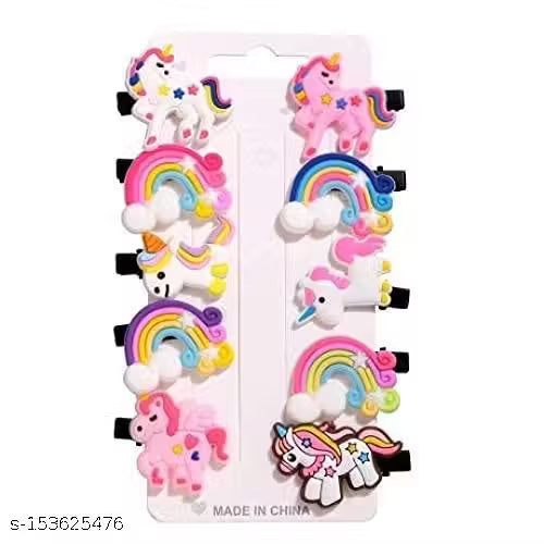 Rainbow Unicorn Ice Cream Hair Clips Set