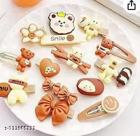 Baby Hair Pin - Brown - Set of 14pcs Brown color Abs Plastic Juttu clipu