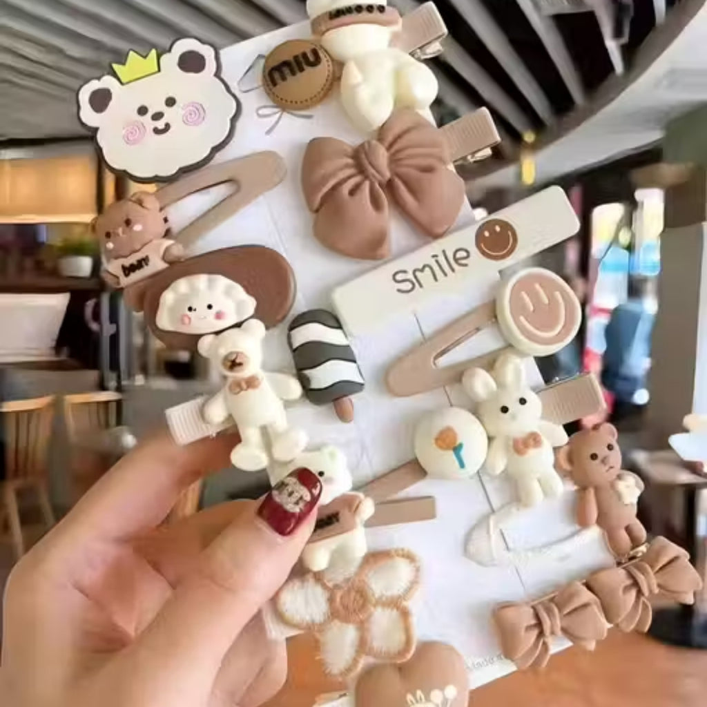 Baby Hair Pin - Brown - Set of 14pcs Brown color Abs Plastic Juttu clipu