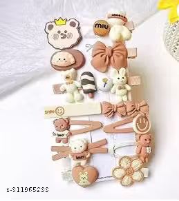 Baby Hair Pin - Brown - Set of 14pcs Brown color Abs Plastic Juttu clipu